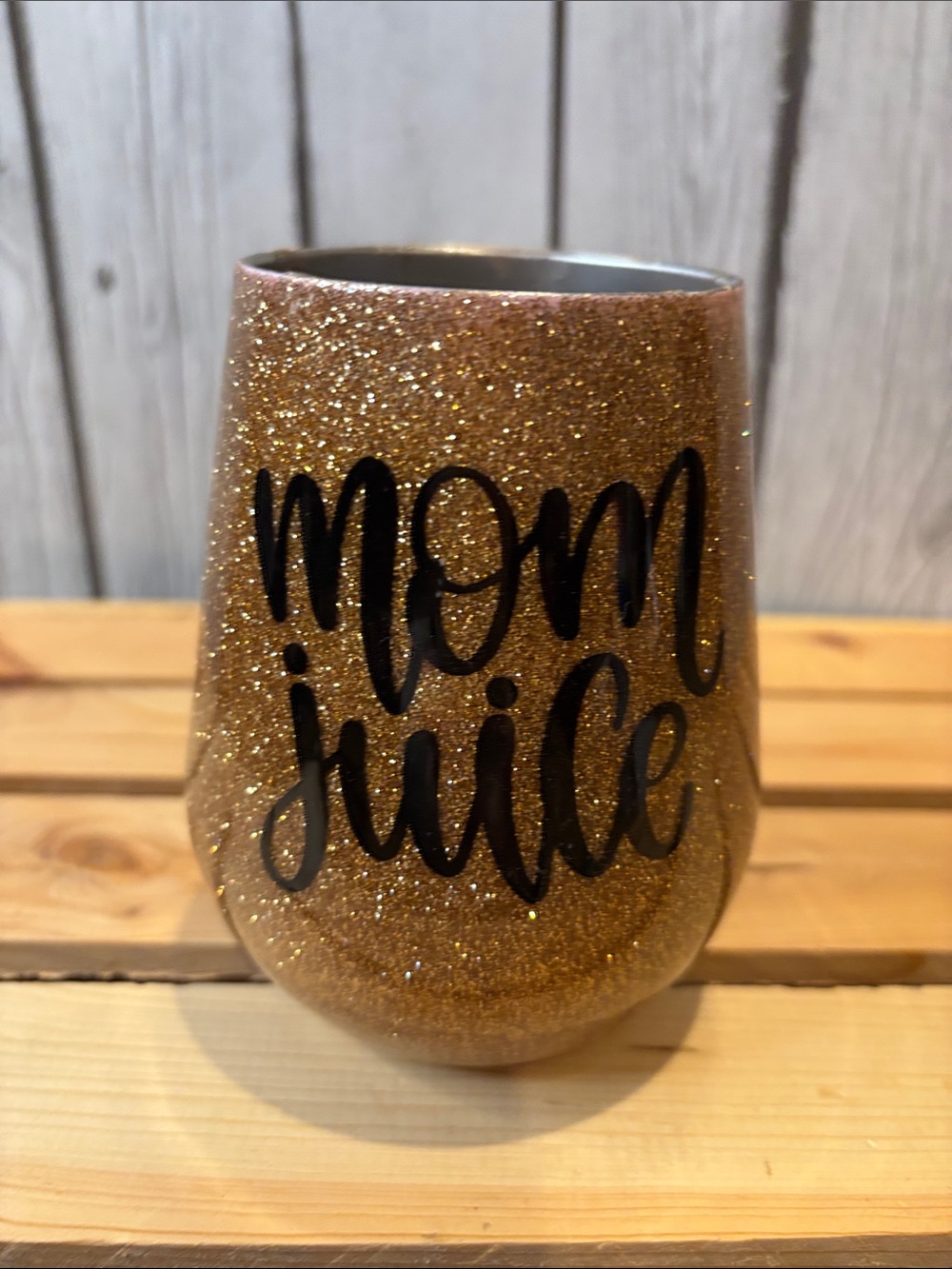 Handmade mom juice wine tumbler gold